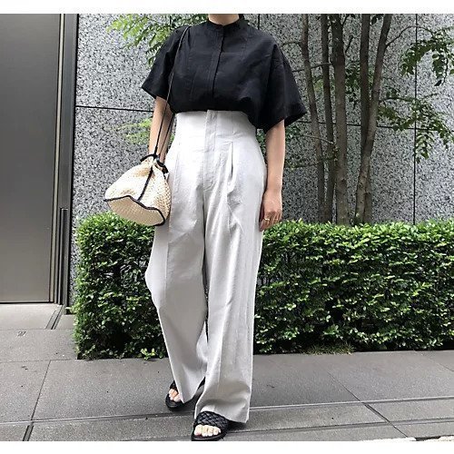 【エクラ/eclat】の麻混ワイドパンツ 人気、トレンドファッション・服の通販 founy(ファニー) 　ファッション　Fashion　レディースファッション　WOMEN　パンツ　Pants　スリット　Slit　センター　Center　ワイド　Wide　別注　Special Order　吸水　Water Absorption　洗える　Washable　other-2|ID: prp329100004553602 ipo3291000000032354201