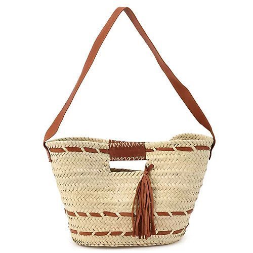 【ケシュルエッセンシャル/Kech Les Essentiels】のRAFFIA LEATHER TASSEL BAG MEDIUM インテリア・キッズ・メンズ・レディースファッション・服の通販 founy(ファニー) 　ファッション　Fashion　レディースファッション　Ladies' Fashion Online　ラウンド　Round　Brown|ID: prp329100004553726 ipo3291000000032185049