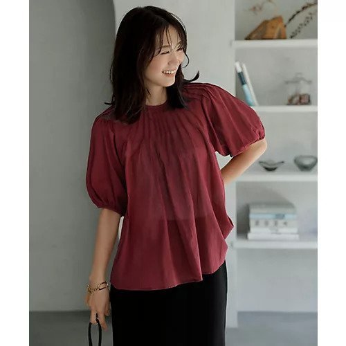 【スタイルデリ/STYLE DELI】のシャリ感シアーピンタックブラウス インテリア・キッズ・メンズ・レディースファッション・服の通販 founy(ファニー) 　ファッション　Fashion　レディースファッション　WOMEN　トップス・カットソー　Tops/Tshirt　シャツ/ブラウス　Shirts/Blouses　アクセサリー　Accessories　イエロー　Yellow　インナー　Inner　エアリー　Airy　秋　Autumn/Fall　カーディガン　Cardigan　キャミソール　Camisole　ギャザー　Gather　サロペット　Overalls　シアー　Sheer　ジャケット　Jacket　スリット　Slit　スリーブ　Sleeve　タンク　Tank　ドレープ　Drape　定番　Standard　ネックレス　Necklace　フェミニン　Feminine　ブルゾン　Blouson　半袖　Short Sleeve　夏　Summer　ダークレッド|ID: prp329100004555549 ipo3291000000032196809