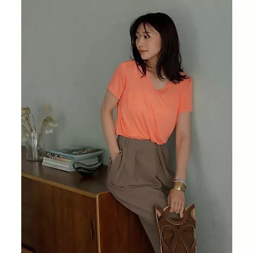 【スタイルデリ/STYLE DELI】の少し透けるテロテロTシャツ インテリア・キッズ・メンズ・レディースファッション・服の通販 founy(ファニー) 　ファッション　Fashion　レディースファッション　WOMEN　トップス・カットソー　Tops/Tshirt　シャツ/ブラウス　Shirts/Blouses　ロング / Tシャツ　T-Shirts　イエロー　Yellow　インナー　Inner　エアリー　Airy　オレンジ　Orange　春　Spring　カットソー　Cut And Sew　カーディガン　Cardigan　キャミソール　Camisole　ストッキング　Stockings　タイツ　Tights　デコルテ　Decolletage　デニム　Denim　ネップ　Nep Yarn　長袖　Long Sleeve　ブルゾン　Blouson　ポケット　Pocket　防寒　Cold Protection　ルーズ　Loose　S/S・春夏　Ss・Spring/Summer　夏　Summer　メロンオレンジ|ID: prp329100004559092 ipo3291000000032232482