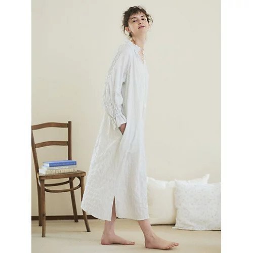 【ナナデコール/nanadecor】のユーカリストライプタッセルワンピース 人気、トレンドファッション・服の通販 founy(ファニー) 　ファッション　Fashion　レディースファッション　Fashion for Women　ワンピース　Dresses　シャーリング　Shirring, Ruched　ストライプ　Stripe, Striped Pattern　スリーブ　Sleeve, Long Sleeve / Short Sleeve　タッセル　Tassel, Fringe　リボン　Ribbon, Bow　リラックス　Relax, Relaxed Fit　水着　Swimsuit, Swimwear　other-2|ID: prp329100004559100 ipo3291000000032232523
