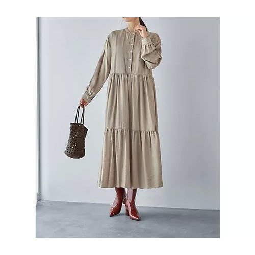 【スタイルデリ/STYLE DELI】の【LUXE】シボ生地ティアードワンピース インテリア・キッズ・メンズ・レディースファッション・服の通販 founy(ファニー) 　ファッション　Fashion　レディースファッション　WOMEN　ワンピース　Dress　イエロー　Yellow　インナー　Inner　春　Spring　カフス　Cuffs　ギャザー　Gather　クール　Cool　ショルダー　Shoulder　ジャケット　Jacket　スニーカー　Sneakers　スリット　Slit　ダメージ　Damage　チュニック　Tunic　ティアード　Tiered　ティアードワンピース　Tiered Dress　ドロップ　Drop　定番　Standard　パーカー　Hoodie　パール　Pearl　フロント　Front　ブルゾン　Blouson　ポケット　Pocket　リラックス　Relax　ロング　Long　冬　Winter　S/S・春夏　Ss・Spring/Summer　おすすめ　Recommend　夏　Summer　サンドベージュ|ID: prp329100004559104 ipo3291000000032232539
