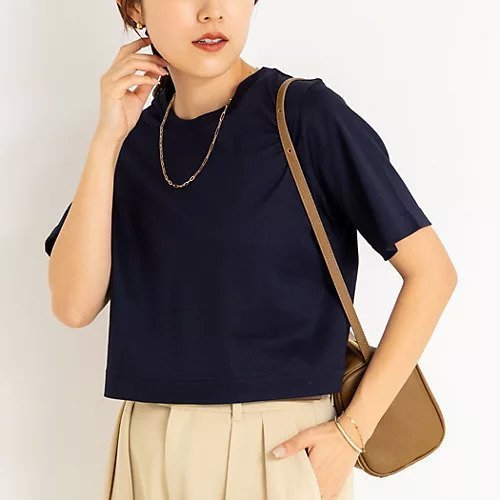 【ノーリーズソフィー/NOLLEY'S sophi】の汗染み軽減スムースショート丈Tシャツ インテリア・キッズ・メンズ・レディースファッション・服の通販 founy(ファニー) 　ファッション　Fashion　レディースファッション　WOMEN　トップス・カットソー　Tops/Tshirt　シャツ/ブラウス　Shirts/Blouses　ロング / Tシャツ　T-Shirts　2025年　2025　2025春夏・S/S　Ss,Spring/Summer,2025　ショート　Short　ボトム　Bottom　ダークネイビー|ID: prp329100004562151 ipo3291000000032257972