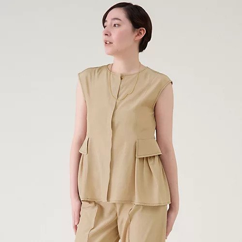 【マルティニーク/martinique】のシルキーファイユぺプラムブラウス インテリア・キッズ・メンズ・レディースファッション・服の通販 founy(ファニー) 　ファッション　Fashion　レディースファッション　Fashion for Women　トップス・カットソー　Cut & Sew Tops　シャツ・ブラウス・オフィスカジュアル　Elegant Blouses & Button-Ups　おすすめ　Recommended / Our Picks　セットアップ　Set-Up, Coordinated Outfit　デニム　Denim, Jeans Material　ボトム　Bottoms, Lower Wear　ポケット　Pocket, Pocket Detail　夏　Summer　春　Spring　S/S・春夏　SS, Spring/Summer, Warm Season　羽織　Haori, Light Jacket　ベージュ|ID: prp329100004562157 ipo3291000000032258048