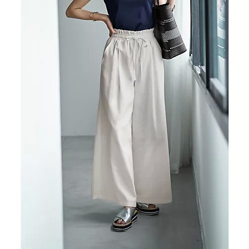 【スタイルデリ/STYLE DELI】の【LUXE】麻混リゾートドレープワイドパンツ インテリア・キッズ・メンズ・レディースファッション・服の通販 founy(ファニー) 　ファッション　Fashion　レディースファッション　WOMEN　パンツ　Pants　イエロー　Yellow　カットソー　Cut And Sew　カーディガン　Cardigan　ギャザー　Gather　クール　Cool　サマー　Summer　シューズ　Shoes　ジャケット　Jacket　スニーカー　Sneakers　パープル　Purple　フォルム　Form　ベスト　Vest　ポケット　Pocket　リゾート　Resort　リボン　Ribbon　リラックス　Relax　ループ　Loop　ワイド　Wide　夏　Summer　エレガント 上品　Elegant　ホワイト|ID: prp329100004562170 ipo3291000000032258162
