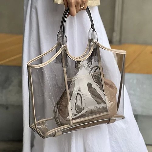 【ノーリーズ/NOLLEY'S】のPVCトート&メッシュ巾着バッグ インテリア・キッズ・メンズ・レディースファッション・服の通販 founy(ファニー) 　ファッション　Fashion　レディースファッション　Fashion for Women　バッグ　Bags　おすすめ　Recommended / Our Picks　メッシュ　Mesh, Net Fabric　別注　Limited Edition, Custom Order　夏　Summer　巾着　Drawstring Bag, Kinchaku　旅行　Travel　ベージュ|ID: prp329100004562183 ipo3291000000033244282