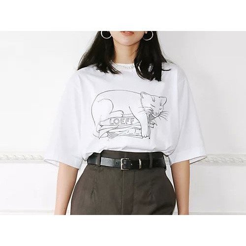 【ロエフ/LOEFF】のLFU SLEEPING CAT T 人気、トレンドファッション・服の通販 founy(ファニー) 　ファッション　Fashion　レディースファッション　Fashion for Women　グラフィック　Graphic, Graphic Design　シンプル　Simple, Minimal　ドレープ　Drape, Draping Fabric　ネコ　Cat, Feline Motif　プリント　Print, Printed Pattern　モチーフ　Motif, Design Theme　エレガント 上品　Elegant　洗える　Machine Washable　猫　Cat, Kitty　other-2|ID: prp329100004563534 ipo3291000000035316477