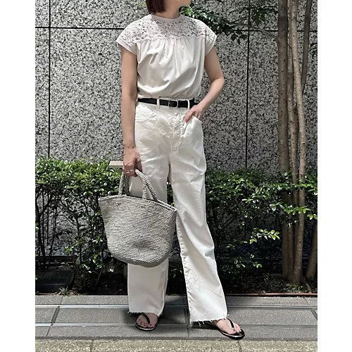 【イーバイエクラ/E by eclat】の【前後2WAY】レース切り替えフレンチスリーブT 人気、トレンドファッション・服の通販 founy(ファニー) 　ファッション　Fashion　レディースファッション　Fashion for Women　ジャカード／ジャガード　Jacquard, Woven Pattern　スリーブ　Sleeve, Long Sleeve / Short Sleeve　フレンチ　French, French Style　モチーフ　Motif, Design Theme　リーフ　Leaf, Botanical Leaf　レース　Lace, Lace Fabric　夏　Summer　洗える　Machine Washable　other-2|ID: prp329100004563537 ipo3291000000036314683