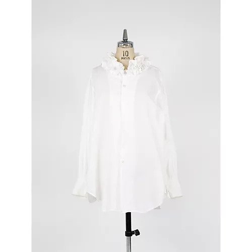 【クリンクル クリンクル クリンクル/crinkle crinkle crinkle】のcotton frill collar shirts インテリア・キッズ・メンズ・レディースファッション・服の通販 founy(ファニー) 　ファッション　Fashion　レディースファッション　Fashion for Women　トップス・カットソー　Cut & Sew Tops　シャツ・ブラウス・オフィスカジュアル　Elegant Blouses & Button-Ups　スウェット / スエット　Sweatshirt, Sweatwear　フリル　Frill, Ruffle　メンズ　Men's, Menswear　洗える　Machine Washable　WHITE|ID: prp329100004563550 ipo3291000000036052274