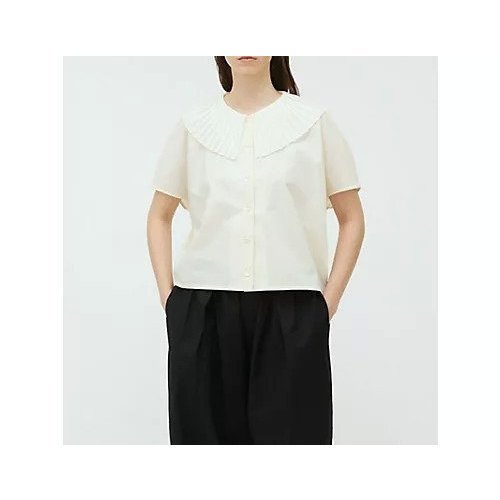【ミズイロ インド/mizuiro ind】のプリーツカラーシャツ インテリア・キッズ・メンズ・レディースファッション・服の通販 founy(ファニー) 　ファッション　Fashion　レディースファッション　Fashion for Women　トップス・カットソー　Cut & Sew Tops　シャツ・ブラウス・オフィスカジュアル　Elegant Blouses & Button-Ups　コクーン　Cocoon, Cocoon Silhouette　シンプル　Simple, Minimal　ジョーゼット　Georgette, Semi-Sheer Fabric　プリーツ　Pleats, Pleated　ベーシック　Basic, Essential　夏　Summer　定番　Standard, Basic Item　アイボリー|ID: prp329100004563559 ipo3291000000032271746