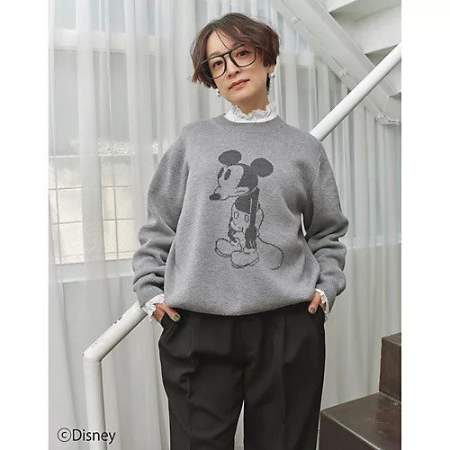 【スローン/SLOANE】の10G ダブルジャカード編み エクストラファインメリノウール MICKEY MOUSE/クルーネック 人気、トレンドファッション・服の通販 founy(ファニー) 　ファッション　Fashion　レディースファッション　WOMEN　ジャカード　Jacquard　スウェット　Sweat　ダブル　Double　ハンド　Hand　パール　Pearl　フリル　Frills　ベーシック　Basic　エレガント 上品　Elegant　other-2|ID: prp329100004563571 ipo3291000000032271850