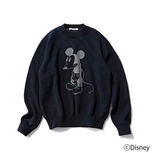 【スローン/SLOANE】の10G ダブルジャカード編み エクストラファインメリノウール MICKEY MOUSE/クルーネック インテリア・キッズ・メンズ・レディースファッション・服の通販 founy(ファニー) 　ファッション　Fashion　レディースファッション　Fashion for Women　おすすめ　Recommended / Our Picks　ジャカード／ジャガード　Jacquard, Woven Pattern　スウェット / スエット　Sweatshirt, Sweatwear　ダブル　Double, Double-Breasted　ハンド　Hand, Handmade　パール　Pearl, Pearl Accent　フリル　Frill, Ruffle　ベーシック　Basic, Essential　エレガント 上品　Elegant　別注　Limited Edition, Custom Order　【HPS別注】ネイビー(ネイビー/グレー)|ID: prp329100004563571 ipo3291000000035589383