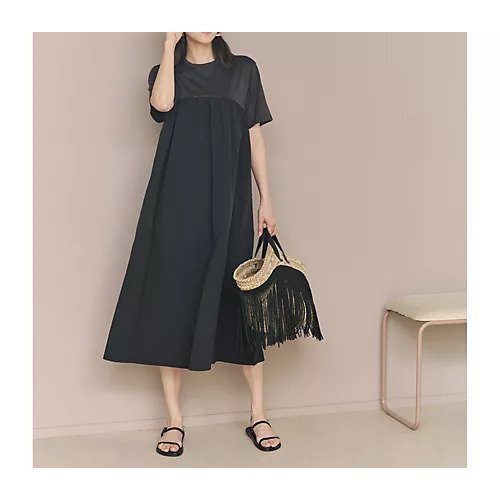 【シンメ/SINME】のTシャツワンピース(ショート丈) 人気、トレンドファッション・服の通販 founy(ファニー) 　ファッション　Fashion　レディースファッション　Fashion for Women　ワンピース　Dresses　シャツワンピース / 1枚で着映えコーデ　Shirt Dresses　コンパクト　Compact, Small Size　ショート　Short, Short Length　ドッキング　Docking, Mixed Material　フェミニン　Feminine, Girly　ロング　Long, Long-Length　人気　Popular, Best Seller　夏　Summer　定番　Standard, Basic Item　洗える　Machine Washable　other-3|ID: prp329100004563621 ipo3291000000033640533