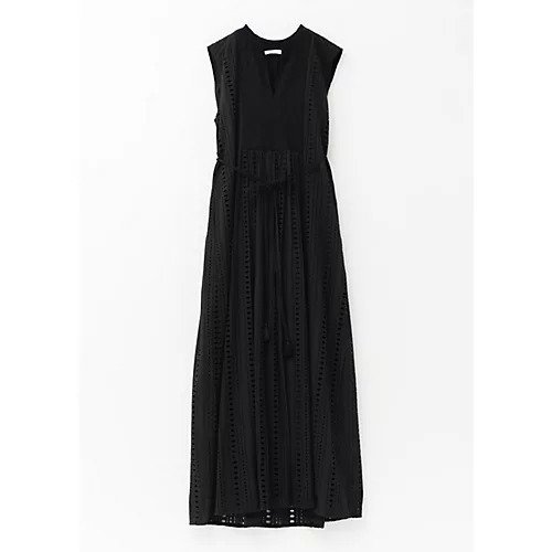 【ヌキテパ/NE QUITTEZ PAS】のエンブロイダリーワンピース インテリア・キッズ・メンズ・レディースファッション・服の通販 founy(ファニー) 　ファッション　Fashion　レディースファッション　Fashion for Women　ワンピース　Dresses　サマー　Summer, Summer Style　ストライプ　Stripe, Striped Pattern　タッセル　Tassel, Fringe　ドレス　Dress, One-Piece　ノースリーブ　Sleeveless, No-Sleeve　モダン　Modern, Contemporary　モチーフ　Motif, Design Theme　リボン　Ribbon, Bow　リュクス　Luxury, Elegant, High-End, Chic　エレガント 上品　Elegant　洗える　Machine Washable　ブラック|ID: prp329100004563640 ipo3291000000033022578