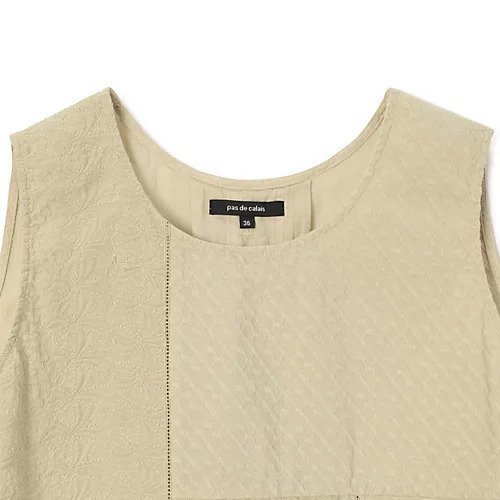 【パドカレ/pas de calais】の25SSコットンガーゼストライプBL 人気、トレンドファッション・服の通販 founy(ファニー) 　ファッション　Fashion　レディースファッション　Fashion for Women　2025年　2025　2025春夏・S/S　Spring/Summer 2025 SS25　ストライプ　Stripe, Striped Pattern　ノースリーブ　Sleeveless, No-Sleeve　パッチワーク　Patchwork, Mixed Fabric　フロント　Front, Front Design　レース　Lace, Lace Fabric　洗える　Machine Washable　other-3|ID: prp329100004567720 ipo3291000000032308081