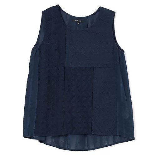 【パドカレ/pas de calais】の25SSコットンガーゼストライプBL インテリア・キッズ・メンズ・レディースファッション・服の通販 founy(ファニー) 　ファッション　Fashion　レディースファッション　Fashion for Women　2025年　2025　2025春夏・S/S　Spring/Summer 2025 SS25　ストライプ　Stripe, Striped Pattern　ノースリーブ　Sleeveless, No-Sleeve　パッチワーク　Patchwork, Mixed Fabric　フロント　Front, Front Design　レース　Lace, Lace Fabric　洗える　Machine Washable　ネイビー|ID: prp329100004567720 ipo3291000000036039793