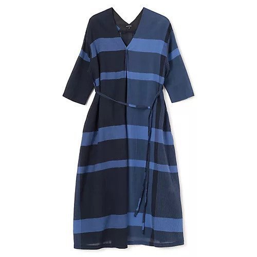 【パドカレ/pas de calais】の25SS綿麻先染めチェックOP インテリア・キッズ・メンズ・レディースファッション・服の通販 founy(ファニー) 　ファッション　Fashion　レディースファッション　Ladies' Fashion Online　ワンピース　Dress　2025年　2025　2025春夏・S/S　Ss,Spring/Summer,2025　ストライプ　Stripe　チェック　Check　バランス　Balance　洗える　Washable　ネイビー|ID: prp329100004567733 ipo3291000000032308141