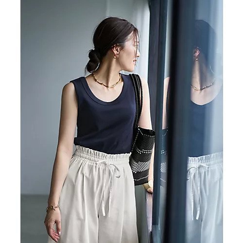【スタイルデリ/STYLE DELI】の【Made in JAPAN】太めバインダーフライスタンクトップ インテリア・キッズ・メンズ・レディースファッション・服の通販 founy(ファニー) 　ファッション　Fashion　レディースファッション　WOMEN　カットソー　Cut And Sew　ストレート　Straight　タンク　Tank　デコルテ　Decolletage　バランス　Balance　フィット　Fit　フラット　Flat　ブラジャー　Bra　ベスト　Vest　リラックス　Relax　日本製　Made In Japan　エレガント 上品　Elegant　ネイビー|ID: prp329100004567769 ipo3291000000032308874