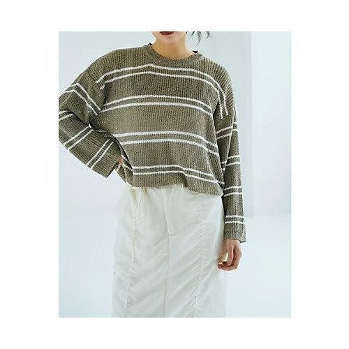 【マージュール/marjour】のBORDER SUMMER KNIT インテリア・キッズ・メンズ・レディースファッション・服の通販 founy(ファニー) 　ファッション　Fashion　レディースファッション　WOMEN　トップス・カットソー　Tops/Tshirt　ニット　Knit Tops　インナー　Inner　キャミソール　Camisole　サマー　Summer　ストレッチ　Stretch　タンク　Tank　トレンド　Trend　ポケット　Pocket　夏　Summer　長袖　Long Sleeve　KHAKI|ID: prp329100004568689 ipo3291000000032321653