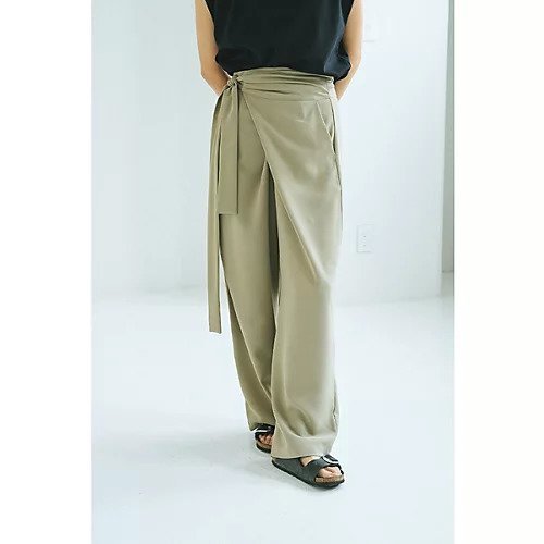 【マージュール/marjour】のWRAP PANTS インテリア・キッズ・メンズ・レディースファッション・服の通販 founy(ファニー) 　ファッション　Fashion　レディースファッション　WOMEN　パンツ　Pants　ジョーゼット　Georgette　ストレッチ　Stretch　ノースリーブ　No Sleeve　ポケット　Pocket　ラップ　Wrap　リボン　Ribbon　リラックス　Relax　MOSS GREEN|ID: prp329100004568691 ipo3291000000032321689