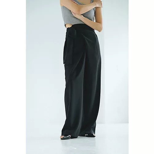 【マージュール/marjour】のWRAP PANTS インテリア・キッズ・メンズ・レディースファッション・服の通販 founy(ファニー) 　ファッション　Fashion　レディースファッション　WOMEN　パンツ　Pants　ジョーゼット　Georgette　ストレッチ　Stretch　ノースリーブ　No Sleeve　ポケット　Pocket　ラップ　Wrap　リボン　Ribbon　リラックス　Relax　BLACK|ID: prp329100004568691 ipo3291000000032321690