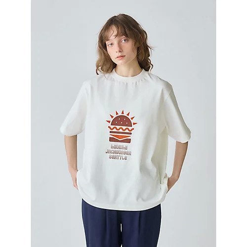【ミディウミ/MidiUmi】のハンバーガープリントTシャツ インテリア・キッズ・メンズ・レディースファッション・服の通販 founy(ファニー) 　ファッション　Fashion　レディースファッション　Fashion for Women　トップス・カットソー　Cut & Sew Tops　シャツ・ブラウス・オフィスカジュアル　Elegant Blouses & Button-Ups　ロングTシャツ・Tシャツ　Longline T-Shirts & Tees　おすすめ　Recommended / Our Picks　ガーデン　Garden, Gardening　ビンテージ　Vintage, Retro Style　プリント　Print, Printed Pattern　夏　Summer　オフホワイト|ID: prp329100004570041 ipo3291000000032334615