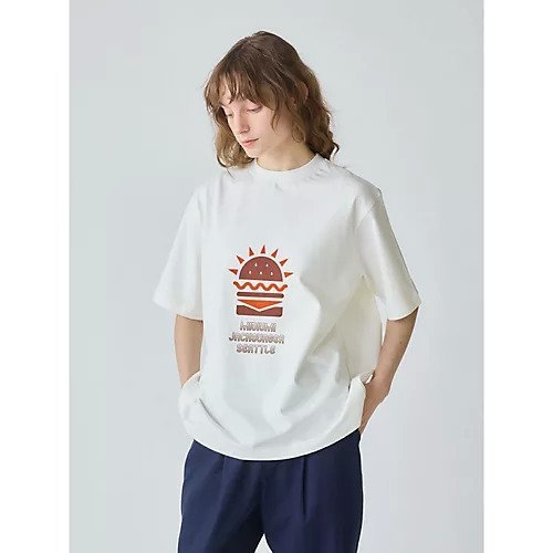【ミディウミ/MidiUmi】のハンバーガープリントTシャツ 人気、トレンドファッション・服の通販 founy(ファニー) 　ファッション　Fashion　レディースファッション　Fashion for Women　トップス・カットソー　Cut & Sew Tops　シャツ・ブラウス・オフィスカジュアル　Elegant Blouses & Button-Ups　ロングTシャツ・Tシャツ　Longline T-Shirts & Tees　おすすめ　Recommended / Our Picks　ガーデン　Garden, Gardening　ビンテージ　Vintage, Retro Style　プリント　Print, Printed Pattern　夏　Summer　other-3|ID: prp329100004570041 ipo3291000000032334620