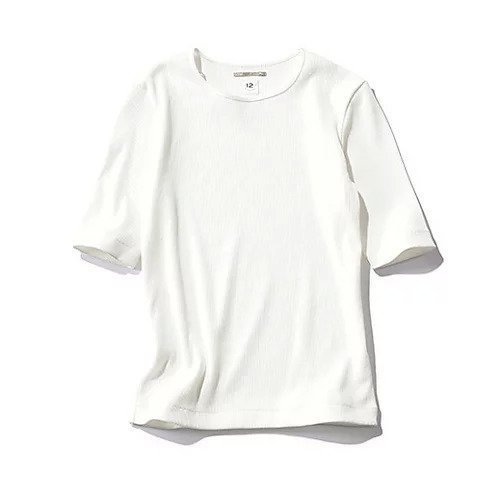 【トゥエルブクローゼット/12closet】の【福田麻琴さんコラボ】【洗える】ジュエリー映えする 究極のリブTシャツ インテリア・キッズ・メンズ・レディースファッション・服の通販 founy(ファニー) 　ファッションモデル・俳優・女優　Models　女性　Women　福田麻琴　Fukuda Makoto　ファッション　Fashion　レディースファッション　WOMEN　トップス・カットソー　Tops/Tshirt　シャツ/ブラウス　Shirts/Blouses　ロング / Tシャツ　T-Shirts　コラボ　Collaboration　シェイプ　Shape　ジュエリー　Jewelry　パイピング　Piping　夏　Summer　洗える　Washable　ホワイト|ID: prp329100004570044 ipo3291000000032334631