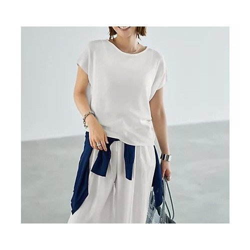 【スタイルデリ/STYLE DELI】のTシャツみたいな微シアー麻調ニットトップス インテリア・キッズ・メンズ・レディースファッション・服の通販 founy(ファニー) 　ファッション　Fashion　レディースファッション　WOMEN　トップス・カットソー　Tops/Tshirt　ニット　Knit Tops　シャツ/ブラウス　Shirts/Blouses　ロング / Tシャツ　T-Shirts　イエロー　Yellow　インナー　Inner　キャミソール　Camisole　クール　Cool　サロペット　Overalls　シアー　Sheer　シンプル　Simple　ジャケット　Jacket　スリット　Slit　タンク　Tank　ノースリーブ　No Sleeve　バランス　Balance　半袖　Short Sleeve　ラウンド　Round　ワイド　Wide　夏　Summer　エレガント 上品　Elegant　ホワイト|ID: prp329100004570046 ipo3291000000032334647