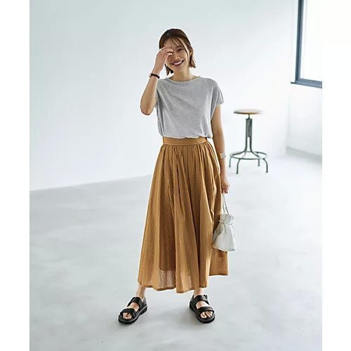 【スタイルデリ/STYLE DELI】のTシャツみたいな微シアー麻調ニットトップス 人気、トレンドファッション・服の通販 founy(ファニー) 　ファッション　Fashion　レディースファッション　WOMEN　トップス・カットソー　Tops/Tshirt　ニット　Knit Tops　シャツ/ブラウス　Shirts/Blouses　ロング / Tシャツ　T-Shirts　イエロー　Yellow　インナー　Inner　キャミソール　Camisole　クール　Cool　サロペット　Overalls　シアー　Sheer　シンプル　Simple　ジャケット　Jacket　スリット　Slit　タンク　Tank　ノースリーブ　No Sleeve　バランス　Balance　半袖　Short Sleeve　ラウンド　Round　ワイド　Wide　夏　Summer　エレガント 上品　Elegant　other-2|ID: prp329100004570046 ipo3291000000032334649