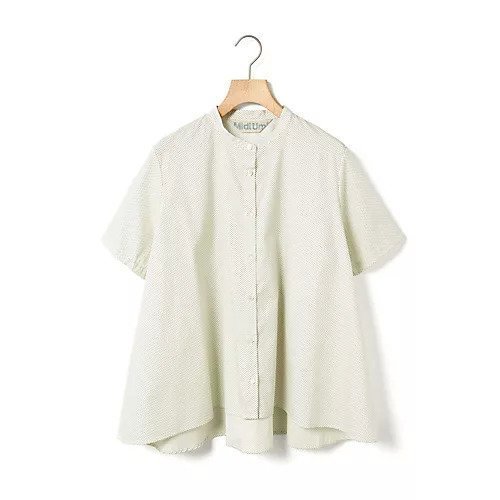 【ミディウミ/MidiUmi】のハーフスリーブドットAラインシャツ インテリア・キッズ・メンズ・レディースファッション・服の通販 founy(ファニー) 　ファッション　Fashion　レディースファッション　Fashion for Women　トップス・カットソー　Cut & Sew Tops　シャツ・ブラウス・オフィスカジュアル　Elegant Blouses & Button-Ups　ドット　Polka Dot, Dot Pattern　フレア　Flare, Flared　ブロード　Broadcloth, Fine Cotton　ワイド　Wide, Wide Fit　人気　Popular, Best Seller　半袖　Short Sleeve, Half Sleeve　A/W・秋冬　Autumn/Winter　キナリ|ID: prp329100004570056 ipo3291000000032334720