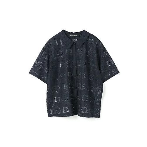 【ミズイロ インド/mizuiro ind】のタイルレースシャツ インテリア・キッズ・メンズ・レディースファッション・服の通販 founy(ファニー) 　ファッション　Fashion　レディースファッション　Fashion for Women　トップス・カットソー　Cut & Sew Tops　シャツ・ブラウス・オフィスカジュアル　Elegant Blouses & Button-Ups　インナー　Innerwear　ベーシック　Basic, Essential　レギュラー　Regular, Standard Fit　レース　Lace, Lace Fabric　エレガント 上品　Elegant　ネイビー|ID: prp329100004570069 ipo3291000000032334824