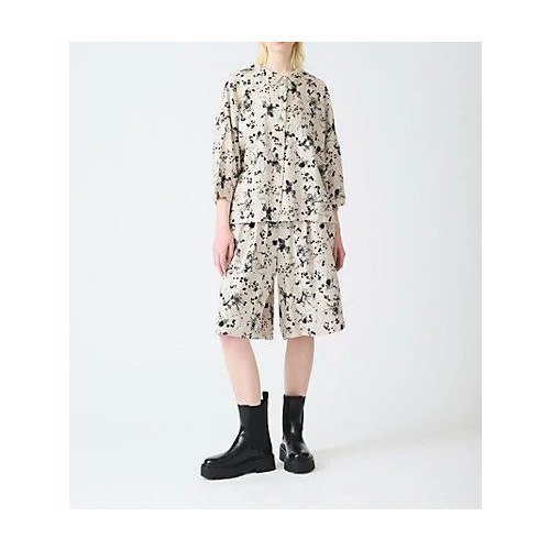 【ミズイロ インド/mizuiro ind】のレーヨンリネンプリントショートパンツ インテリア・キッズ・メンズ・レディースファッション・服の通販 founy(ファニー) 　ファッション　Fashion　レディースファッション　WOMEN　パンツ　Pants　ハーフ / ショートパンツ　Short Pants　パープル　Purple　プリント　Print　モダン　Modern　夏　Summer　ブラック|ID: prp329100004570222 ipo3291000000032336175