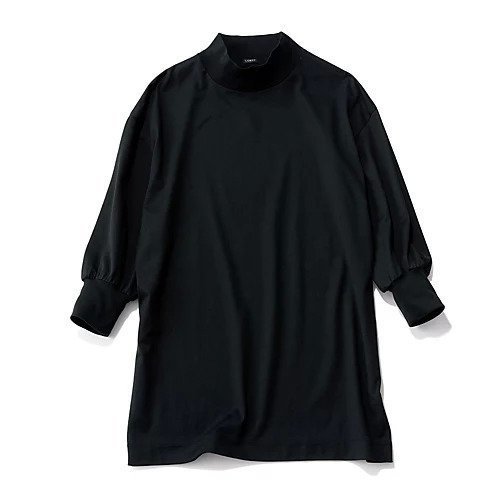 【村山佳世子/Kayoko Murayama】のギャザースリーブTシャツ インテリア・キッズ・メンズ・レディースファッション・服の通販 founy(ファニー) 　ファッション　Fashion　レディースファッション　Fashion for Women　トップス・カットソー　Cut & Sew Tops　シャツ・ブラウス・オフィスカジュアル　Elegant Blouses & Button-Ups　ロングTシャツ・Tシャツ　Longline T-Shirts & Tees　ギャザー　Gathered, Ruffled　ジャケット　Jacket, Outerwear　スリーブ　Sleeve, Long Sleeve / Short Sleeve　トレンド　Trend, Trending Now　ブラウジング　Blouson Silhouette, Cinched Waist　モックネック　Mock Neck, Short Turtleneck　エレガント 上品　Elegant　別注　Limited Edition, Custom Order　洗える　Machine Washable　ブラック|ID: prp329100004571748 ipo3291000000035301339