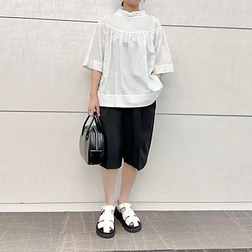 【トゥエルブクローゼット/12closet】の【洗える】サッカーモックネックブラウス 人気、トレンドファッション・服の通販 founy(ファニー) 　ファッション　Fashion　レディースファッション　WOMEN　トップス・カットソー　Tops/Tshirt　シャツ/ブラウス　Shirts/Blouses　キュプラ　Cupra　ギャザー　Gather　クラシカル　Classical　モックネック　Mock Neck　エレガント 上品　Elegant　洗える　Washable　other-2|ID: prp329100004571784 ipo3291000000032350178
