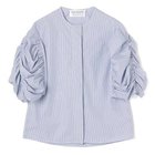 【エクラ/eclat】の【別注】袖シャーリングブラウス ブルーストライプ|ID: prp329100004571787 ipo3291000000032350229