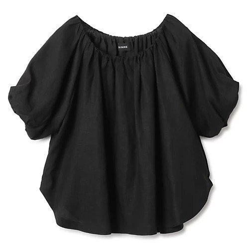 【エクラ/eclat】のリネンオフショルダーブラウス インテリア・キッズ・メンズ・レディースファッション・服の通販 founy(ファニー) 　ファッション　Fashion　レディースファッション　Fashion for Women　トップス・カットソー　Cut & Sew Tops　シャツ・ブラウス・オフィスカジュアル　Elegant Blouses & Button-Ups　バランス　Balance, Style Balance　ラウンド　Round, Round Neck　別注　Limited Edition, Custom Order　洗える　Machine Washable　ブラック|ID: prp329100004571788 ipo3291000000035664400