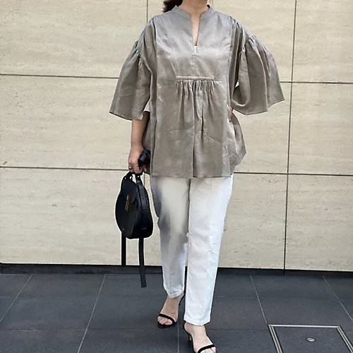 【エクラ/eclat】のシアーラミーブラウス 人気、トレンドファッション・服の通販 founy(ファニー) 　ファッション　Fashion　レディースファッション　WOMEN　トップス・カットソー　Tops/Tshirt　シャツ/ブラウス　Shirts/Blouses　ギャザー　Gather　ショルダー　Shoulder　スリット　Slit　ドロップ　Drop　フレア　Flare　フロント　Front　ヨーク　Yoke　エレガント 上品　Elegant　別注　Special Order　夏　Summer　other-2|ID: prp329100004571792 ipo3291000000032350253