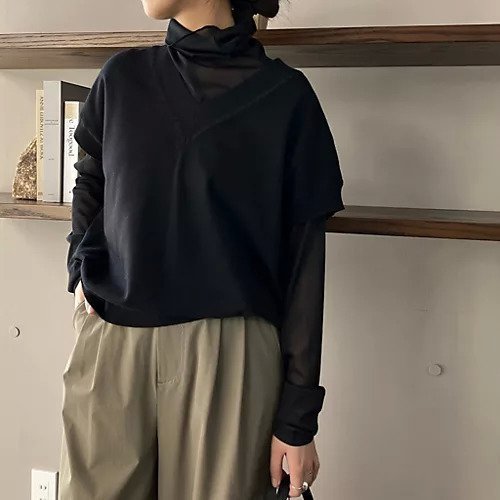 【トゥエルブクローゼット/12closet】の【洗える】前後で着られるニットベスト シアータートルセット 人気、トレンドファッション・服の通販 founy(ファニー) 　ファッション　Fashion　レディースファッション　Fashion for Women　アウター　Coat / Outerwear Collection　トップス・カットソー　Cut & Sew Tops　ニット　Knit Tops & Sweaters　ベスト&ジレ / 重ね着スタイル　Vests & Gilets　インナー　Innerwear　タートル　Turtleneck, Turtle Collar　ベスト　Vest, Waistcoat　春　Spring　洗える　Machine Washable　other-2|ID: prp329100004571799 ipo3291000000034953251