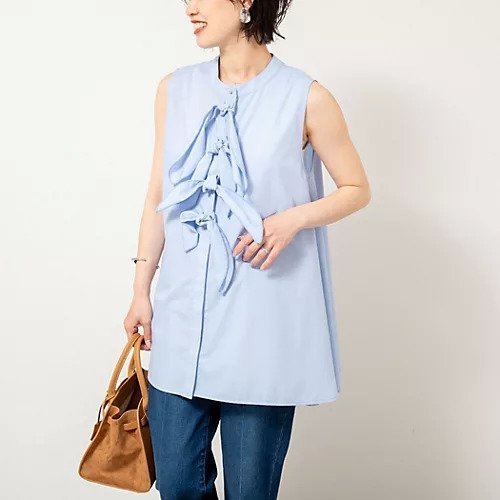 【ノーリーズ/NOLLEY'S】のリボンAラインシャツ インテリア・キッズ・メンズ・レディースファッション・服の通販 founy(ファニー) 　ファッション　Fashion　レディースファッション　WOMEN　トップス・カットソー　Tops/Tshirt　シャツ/ブラウス　Shirts/Blouses　2025年　2025　2025春夏・S/S　Ss,Spring/Summer,2025　デニム　Denim　フロント　Front　リボン　Ribbon　エレガント 上品　Elegant　サックス|ID: prp329100004571804 ipo3291000000032350467