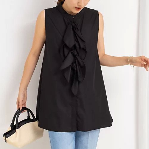 【ノーリーズ/NOLLEY'S】のリボンAラインシャツ インテリア・キッズ・メンズ・レディースファッション・服の通販 founy(ファニー) 　ファッション　Fashion　レディースファッション　WOMEN　トップス・カットソー　Tops/Tshirt　シャツ/ブラウス　Shirts/Blouses　2025年　2025　2025春夏・S/S　Ss,Spring/Summer,2025　デニム　Denim　フロント　Front　リボン　Ribbon　エレガント 上品　Elegant　ブラック|ID: prp329100004571804 ipo3291000000032350468