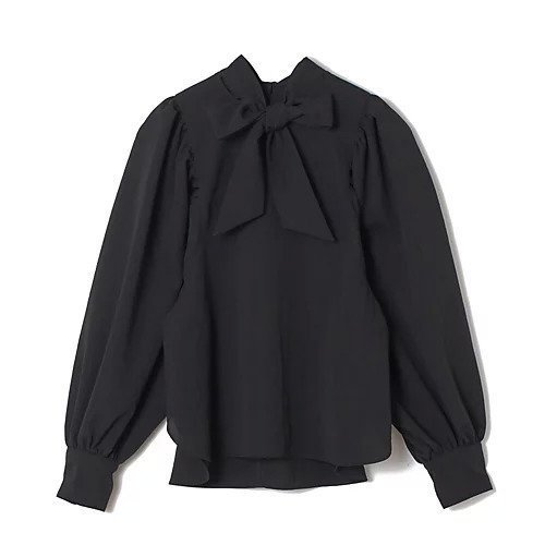 【イーバイエクラ/E by eclat】のへリンボーン ボウタイつきブラウス インテリア・キッズ・メンズ・レディースファッション・服の通販 founy(ファニー) 　ファッション　Fashion　レディースファッション　WOMEN　トップス・カットソー　Tops/Tshirt　シャツ/ブラウス　Shirts/Blouses　コンパクト　Compact　スリット　Slit　ヘリンボーン　Herringbone　ボトム　Bottom　ブラック|ID: prp329100004571807 ipo3291000000032350505