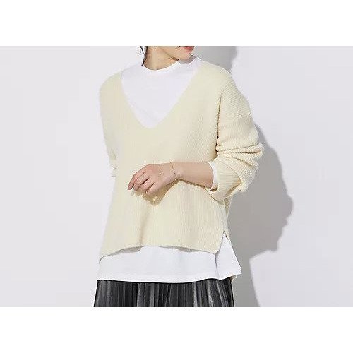 【スローン/SLOANE】の7G片畦編み メリノウール Vネック インテリア・キッズ・メンズ・レディースファッション・服の通販 founy(ファニー) 　ファッション　Fashion　レディースファッション　Ladies' Fashion Online　トップス・カットソー　Tops/Tshirt　Vネック　V-Neck　畦編みニット　Cardigan Stitch　スリット　Slit　畦　Ridge　アイボリー|ID: prp329100004571815 ipo3291000000032631044