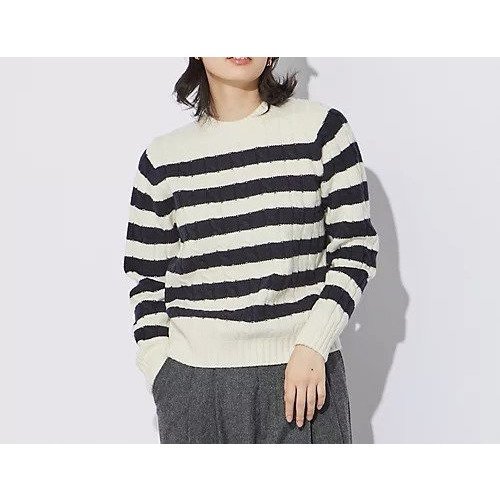【スローン/SLOANE】の5Gケーブル編み メリノウール クルーネック ボーダー 人気、トレンドファッション・服の通販 founy(ファニー) 　ファッション　Fashion　レディースファッション　Fashion for Women　エアリー　Airy Texture　ボーダー　Border, Stripe　 other-1|ID: prp329100004571835 ipo3291000000032631343