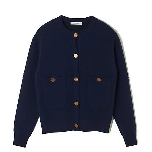 【ドメル/DOMELLE】のクルーネックカーディガン インテリア・キッズ・メンズ・レディースファッション・服の通販 founy(ファニー) 　ファッション　Fashion　レディースファッション　Ladies' Fashion Online　トップス・カットソー　Tops/Tshirt　カーディガン　Cardigans　カーディガン　Cardigan　ジャケット　Jacket　ポケット　Pocket　メタル　Metal　モダン　Modern　エレガント 上品　Elegant　ネイビー|ID: prp329100004571865 ipo3291000000032631691