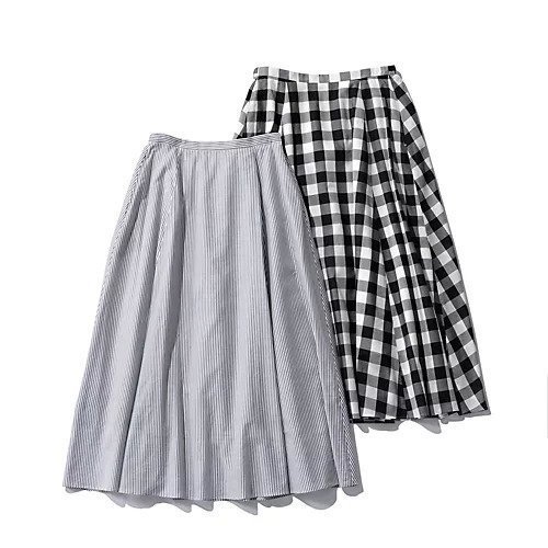 【スアデオ/suadeo】の【洗える】大人ギャザーフレアスカート 人気、トレンドファッション・服の通販 founy(ファニー) 　ファッション　Fashion　レディースファッション　Fashion for Women　スカート　Skirts　Aライン・フレアスカート　A-Line & Flared Skirts　キュプラ　Cupro, Eco Fabric　ギンガム　Gingham, Gingham Fabric　ストライプ　Stripe, Striped Pattern　チェック　Check, Plaid, Tartan　フレア　Flare, Flared　ベーシック　Basic, Essential　洗える　Machine Washable　other-2|ID: prp329100004571910 ipo3291000000033855222