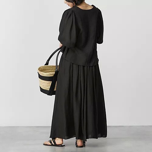 【エムセブンデイズ/M7days】の【コラボ】リネン混ギャザースカート 人気、トレンドファッション・服の通販 founy(ファニー) 　ファッション　Fashion　レディースファッション　Fashion for Women　スカート　Skirts　ギャザー　Gathered, Ruffled　コラボ　Collaboration, Collab　セットアップ　Set-Up, Coordinated Outfit　フラット　Flat, Flat Shoes　フロント　Front, Front Design　リネン　Linen, Linen Fabric　エレガント 上品　Elegant　洗える　Machine Washable　other-3|ID: prp329100004571986 ipo3291000000034956128