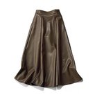 【トゥエルブクローゼット/12closet】のフェイクレザーフレアスカート カーキ|ID: prp329100004572012 ipo3291000000032632127