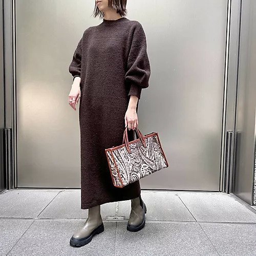 【スアデオ/suadeo】のボリューム袖ブークレーニットワンピース 人気、トレンドファッション・服の通販 founy(ファニー) 　ファッション　Fashion　レディースファッション　WOMEN　ワンピース　Dress　ニットワンピース　Knit Dresses　シンプル　Simple　スリーブ　Sleeve　ベーシック　Basic　ループ　Loop　人気　Popularity　other-3|ID: prp329100004572268 ipo3291000000032355396