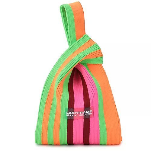 【ラストフレーム/LASTFRAME】のRANDOM STRIPE KNOT BAG インテリア・キッズ・メンズ・レディースファッション・服の通販 founy(ファニー) 　ファッション　Fashion　レディースファッション　Fashion for Women　バッグ　Bags　リブニット　Rib Knit, Ribbed Knit　NEON GREEN MULTI|ID: prp329100004572404 ipo3291000000033329376